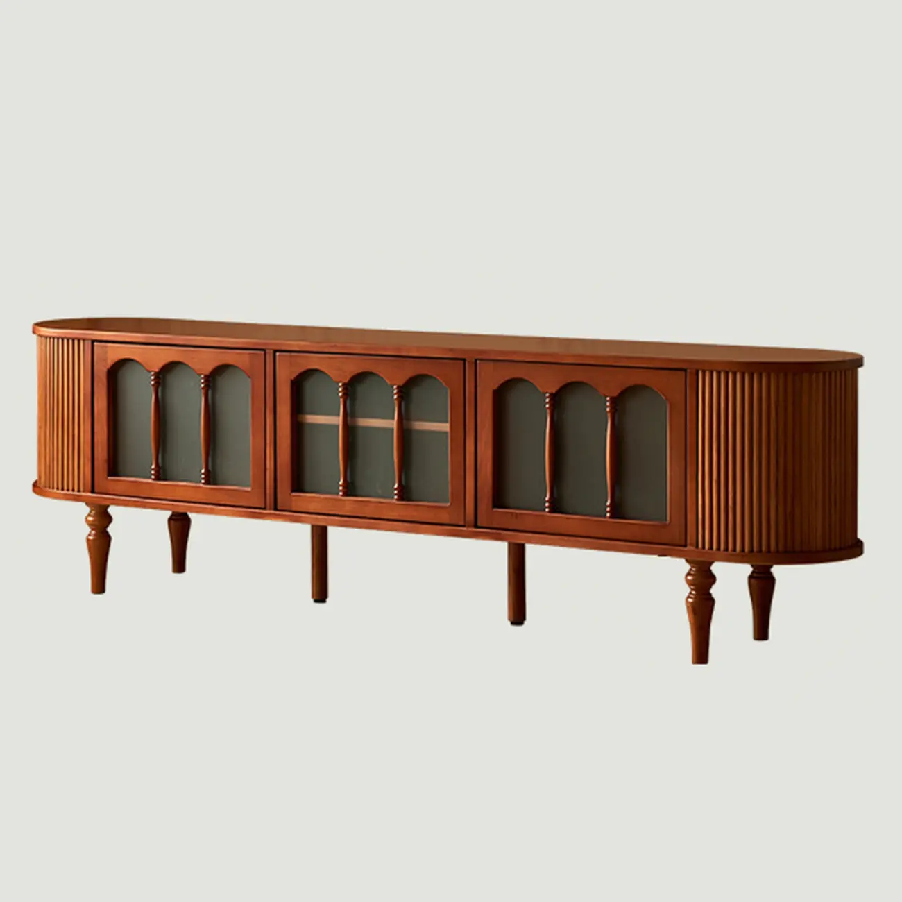 Art Deco Modern Wood TV Stand with Cable Management