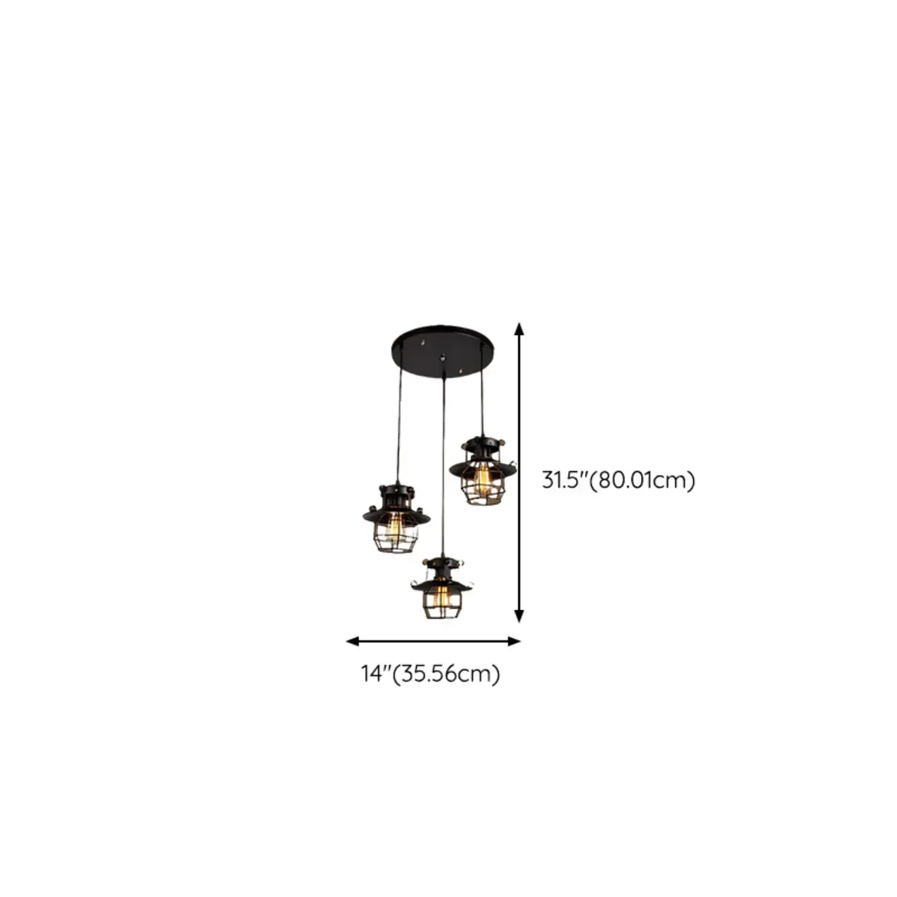 Gothic Black Iron Cage Hanging Pendant Light