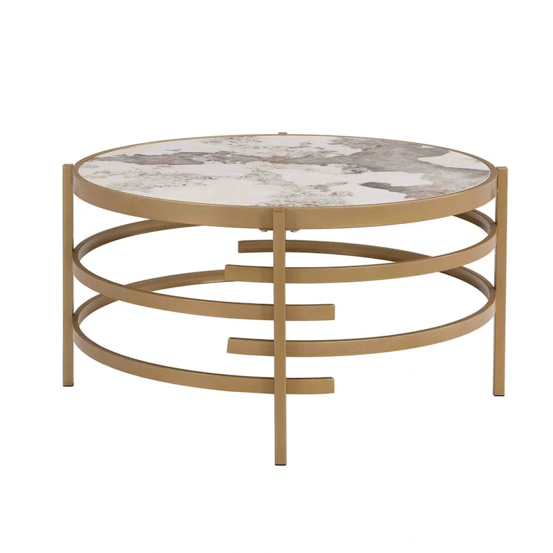 Modern Coffee Table With Sintered Stone Top and Sturdy Metal Frame