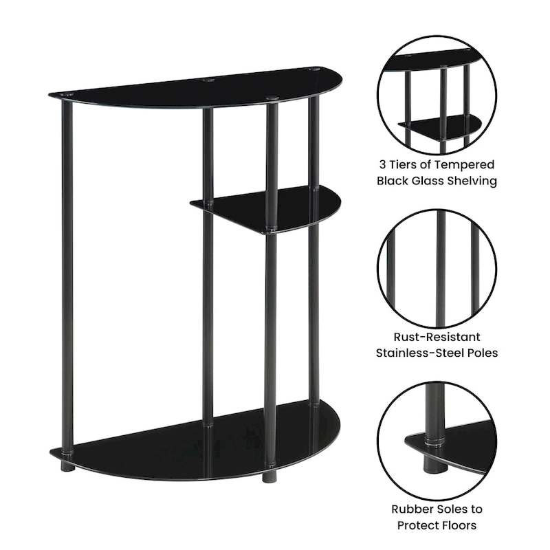 Convenience Concepts Classic Glass 3 Tier Display Entryway Hall Table