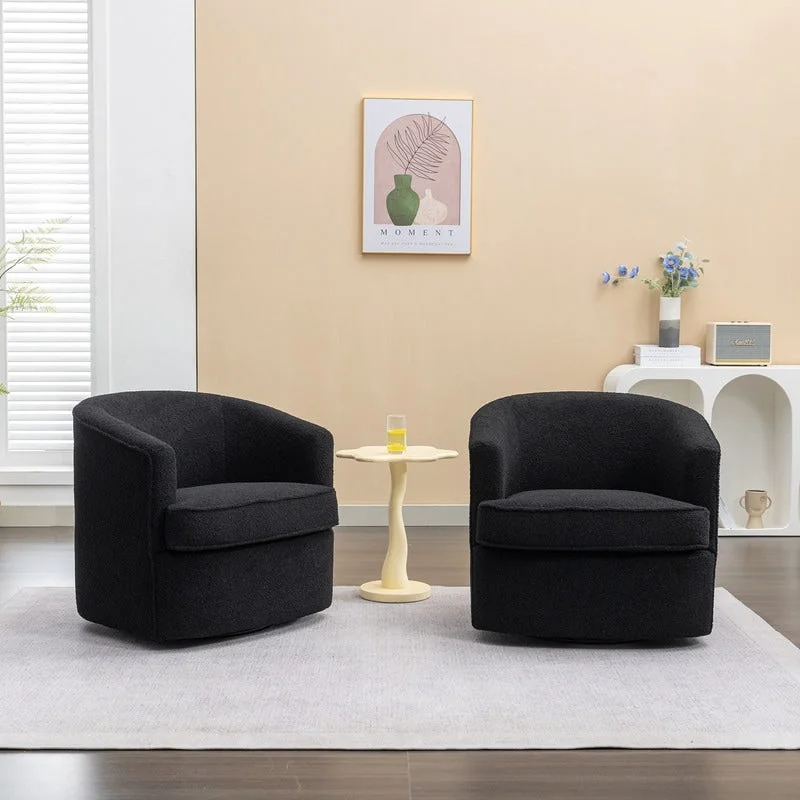 SEYNAR Modern Boucle Upholstered 360 Degree Swivel Accent Club Chair Set of 2