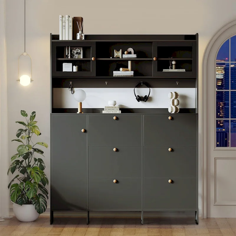 Classic Multifunctional Freestanding Tall Shoe Storage Cabinet