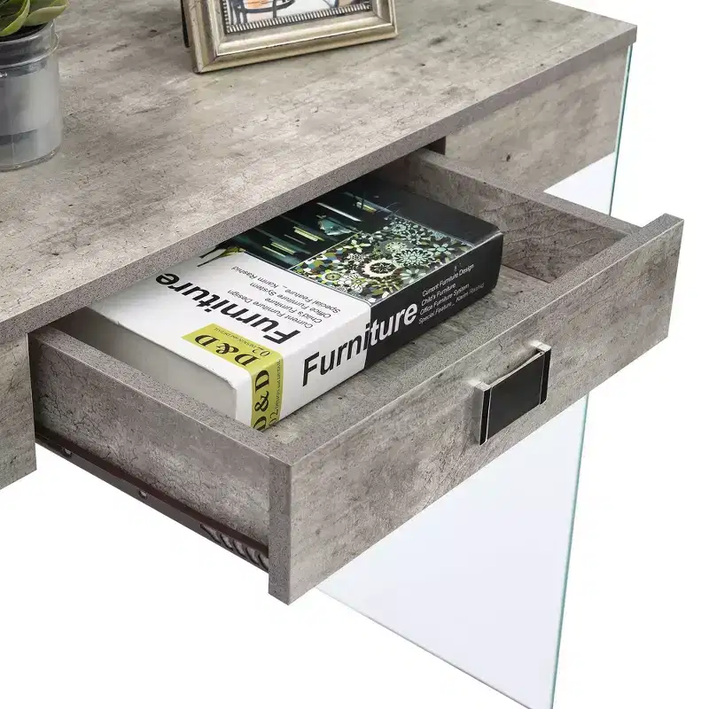 36 Breighton Home Uptown Glass Desk with Drawer