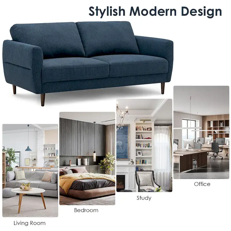 Gymax 72  Fabric Sofa Couch Living Room Small Apartment Furniture w/