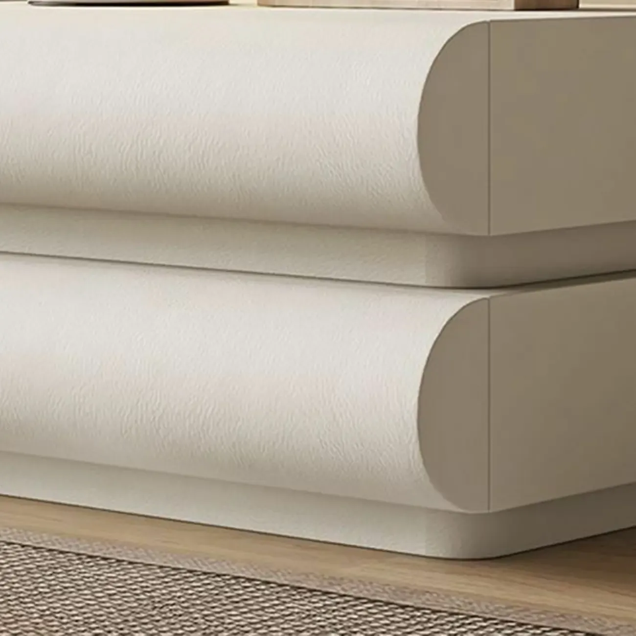 Modern White Pine Wood Leather 2-Drawer Nightstand