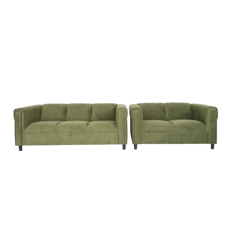 Coast to Coast Sofas Mid Century Modern Loveseat and Sofa Set Solid Wood Frame Upholstered
