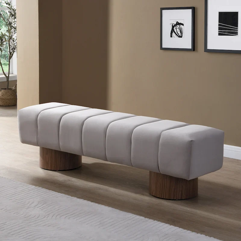 Christopher Knight Home - Daniel Upholstered Dining Bench, No-Assembly Entryway & Bedroom Ottoman with Sturdy Wood Legs