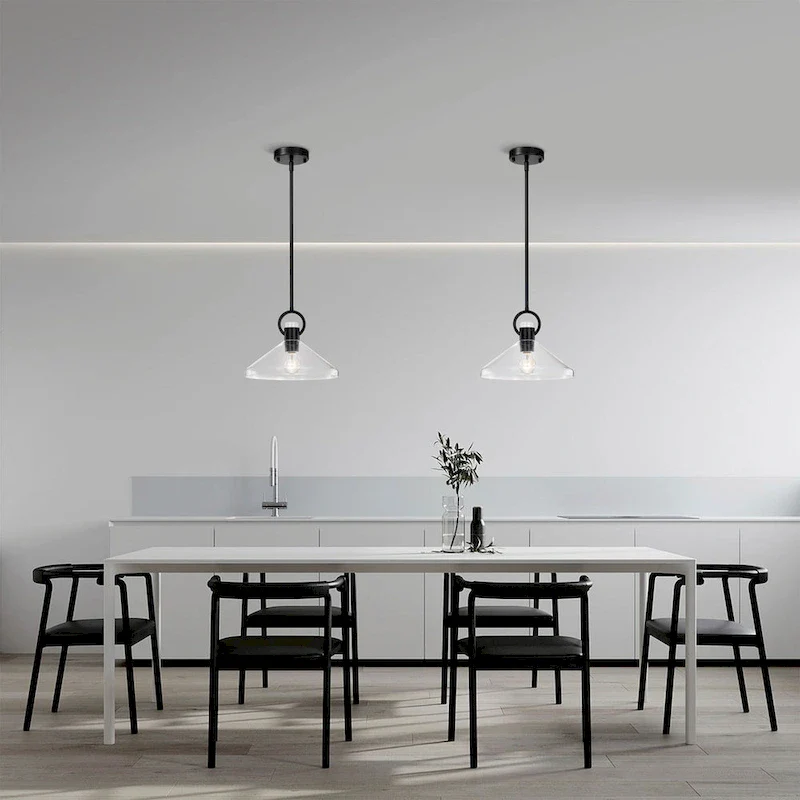 Andros Glass Cone Shade 1-Light Downrod Pendant Light