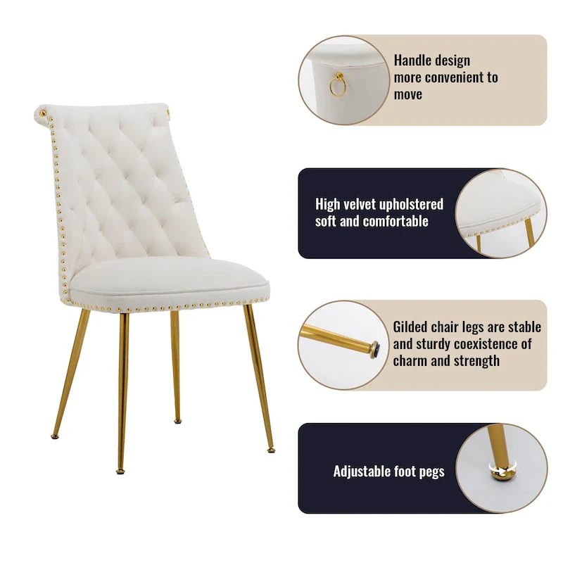 7-Piece Clihome Marble Dining Table with Velvet Chair Dining Chair