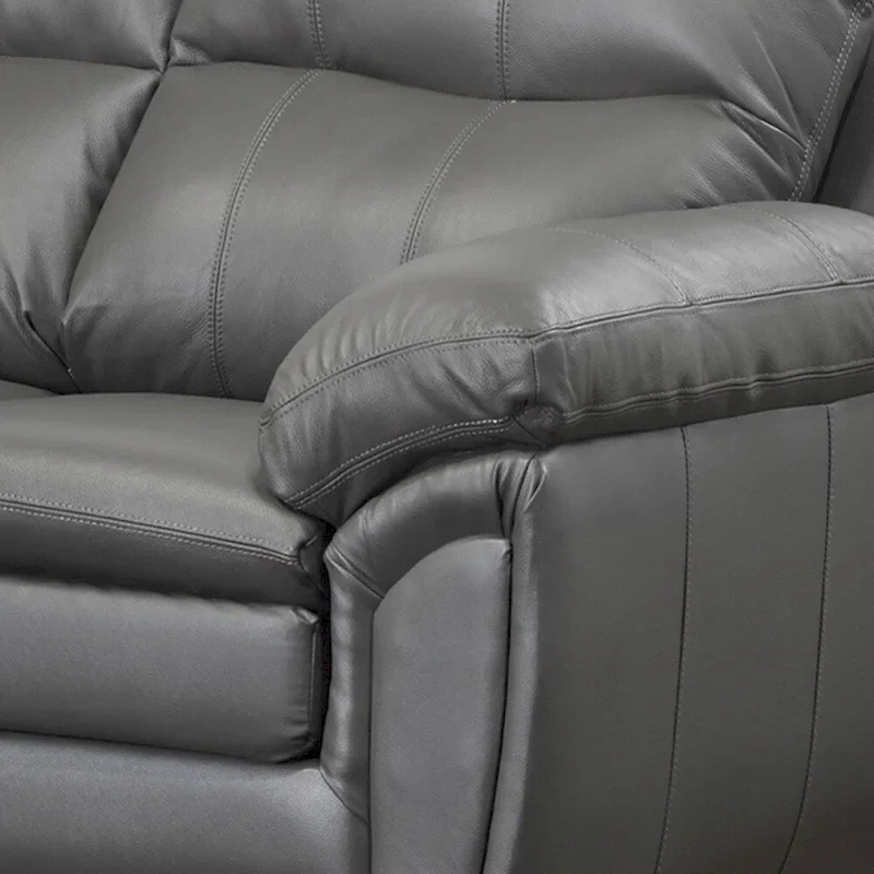 Marcus Grey Top Grain Leather Sofa/Loveseat Set - 38 x 86 x 36