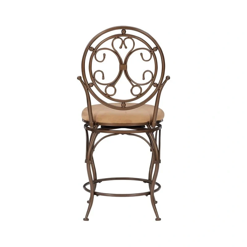 Scroll Back Swivel Counter Stool with Upholstered Seat