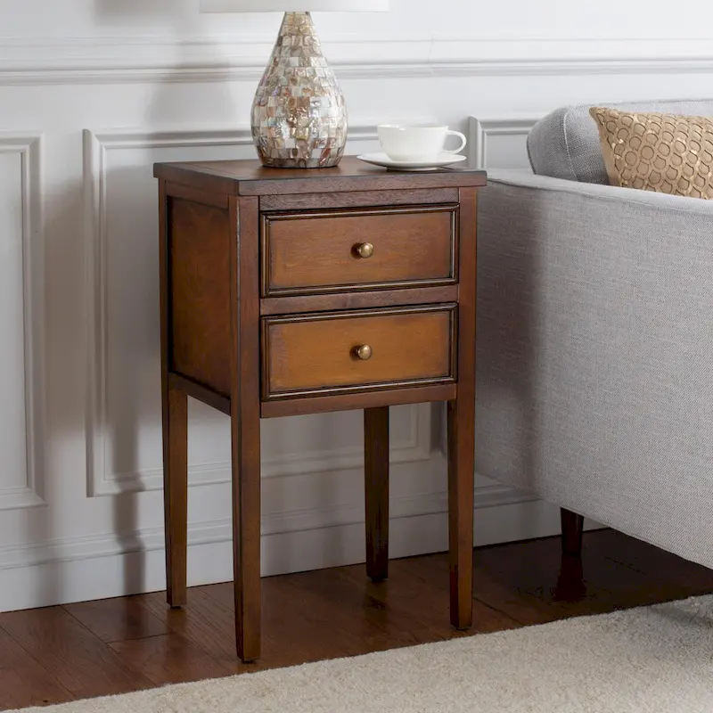 SAFAVIEH Minda 2-Drawer Accent End Table Nightstand (Fully Assembled) - 16.9 x 14.2 x 29.7 - 17Wx15Dx30H