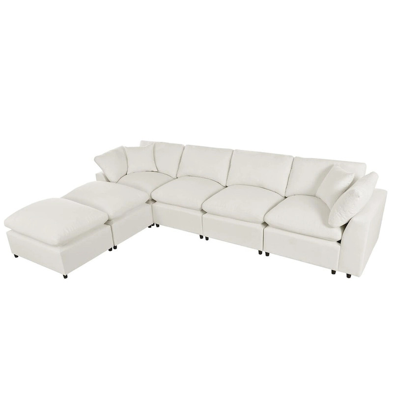 Merax Modern Large U-Shape Sectional Sofa, 2 Large Chaise with Removable Ottomans