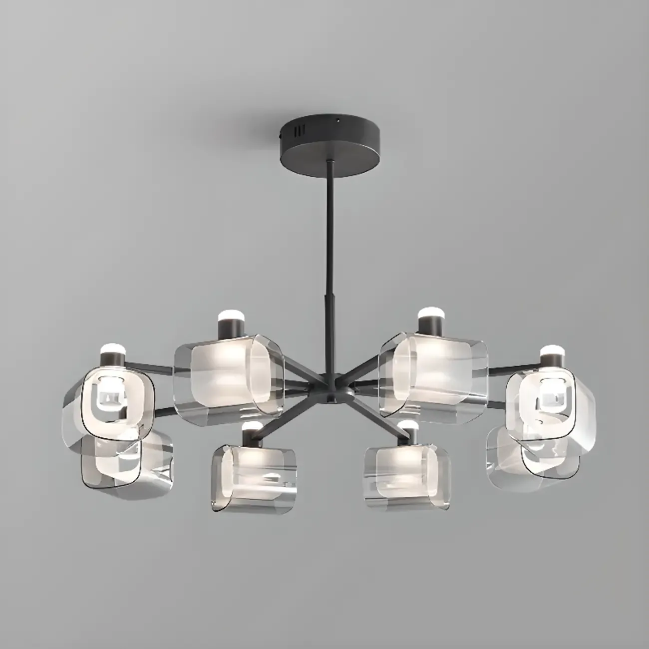 Modern 10-Light Circle Geometric Clear Glass Chandelier