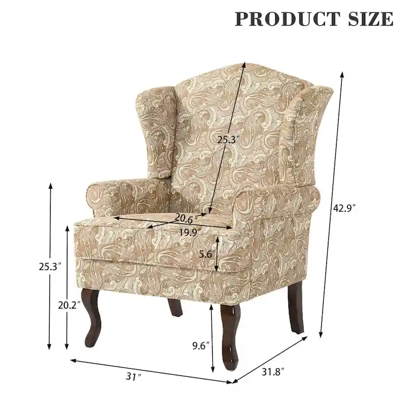 Mid-Century Modern Upholstered Wingback Accent Chair