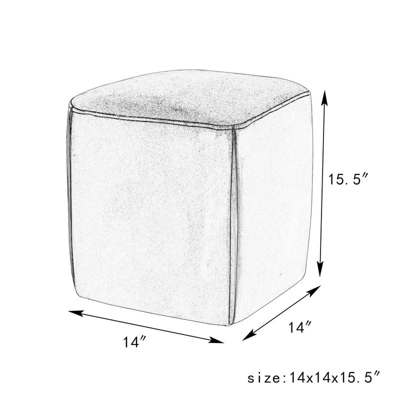 Adeco 14 Small Ottoman Footrest Stool- Velvet Seating Stool Ottoman