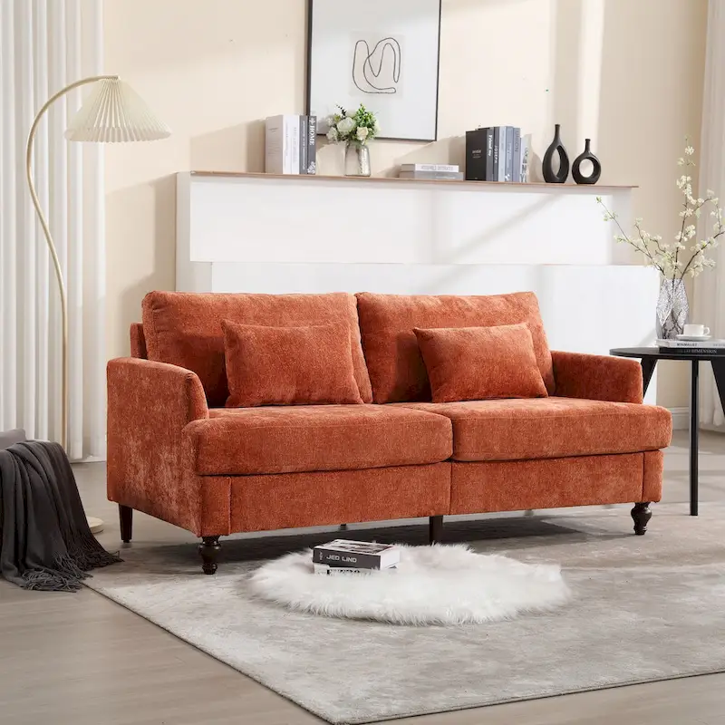 Modern Chenille Fabric Loveseat, 2-Seat Upholstered Loveseat Sofa