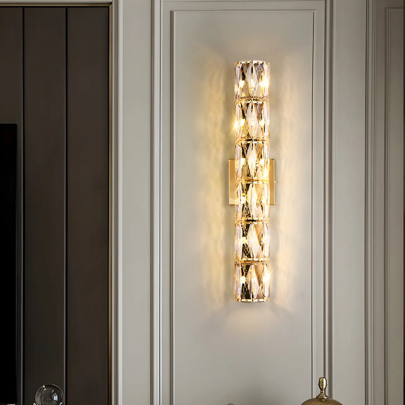 Luxury Geometric Crystal Gold Vanity Light