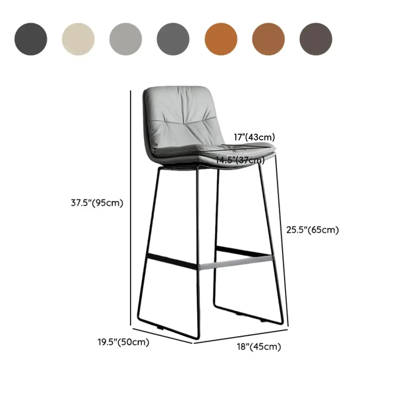 Saddle Metal Frame Leather Counter Bar Stools with Back