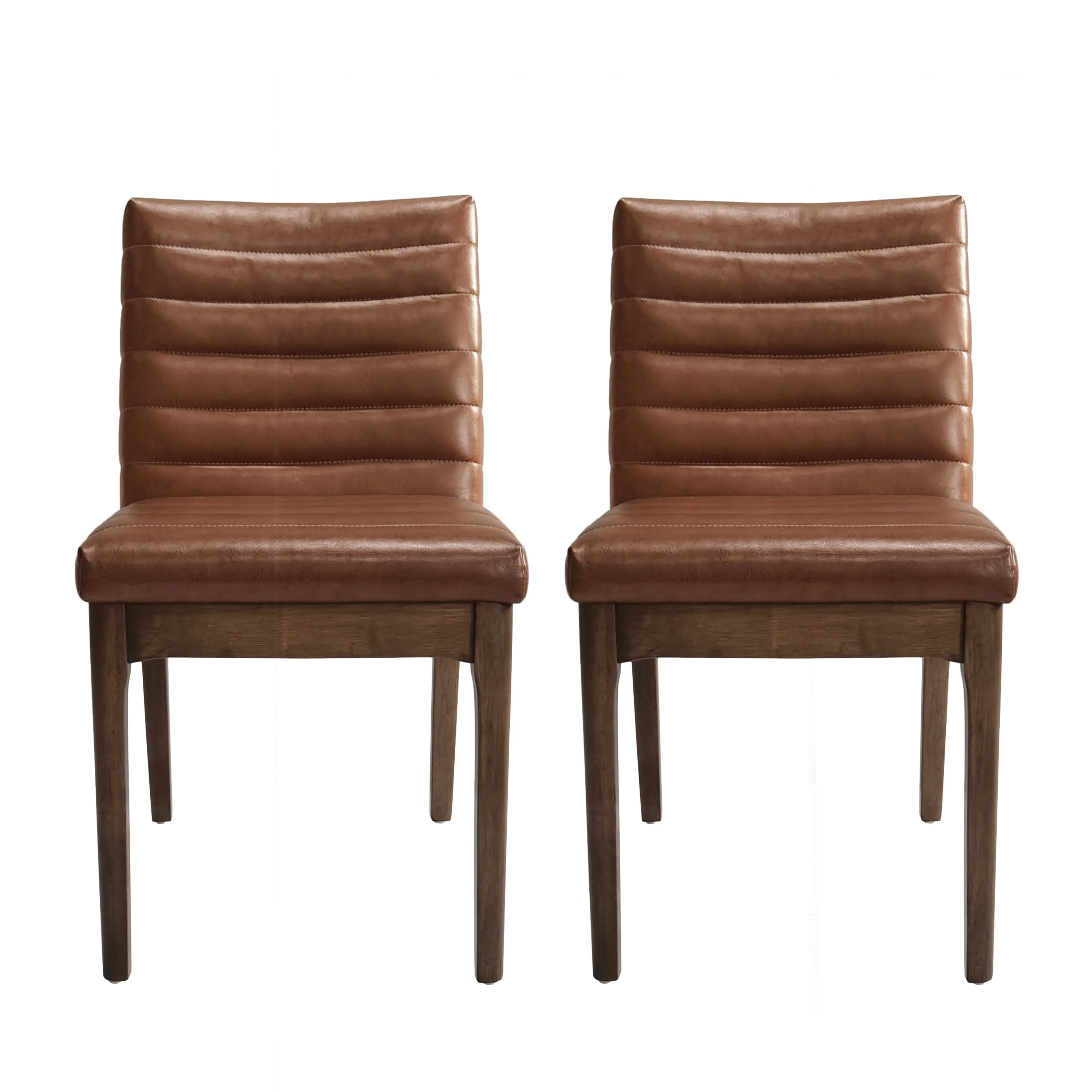 Elisson Mid Century Modern Channel Stitch Dining Chairs, Set of 2
