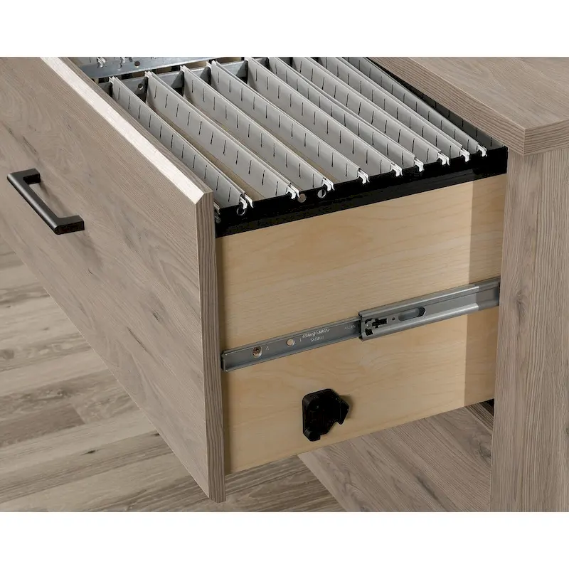 Lateral File Cabinet with Safety Interlock - Pebble Pine Finish