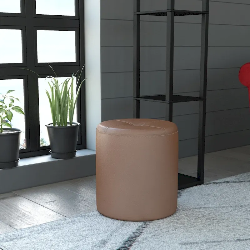 Round Upholstered Stool Ottoman