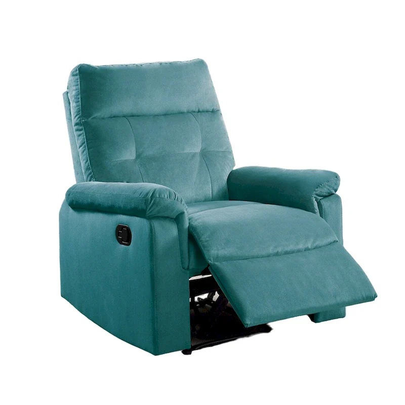 Velvet Upholstered Manual Motion Single Recliner with Tufted Back