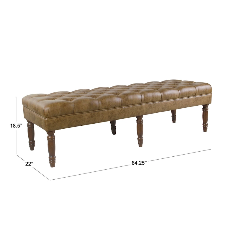 HomePop Classic Tufted Top Long Bench - Faux Leather