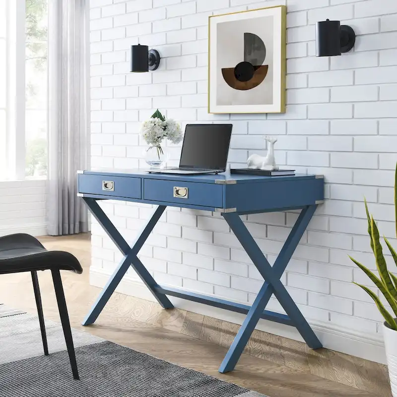 Computer Desk with Drawers, MDF Top & Solid Wood Legs, 42