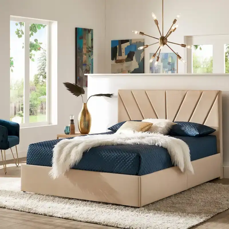 Channel Headboard Storage Platform Bed