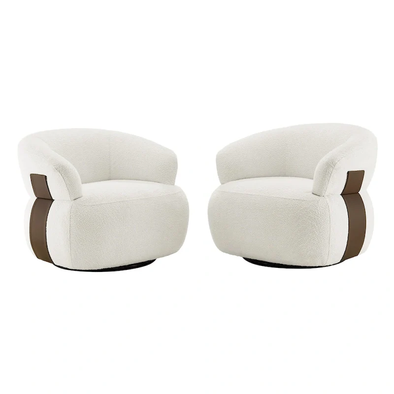 33W 360 Swivel Modern Barrel Chair Accent Chair Set of 2