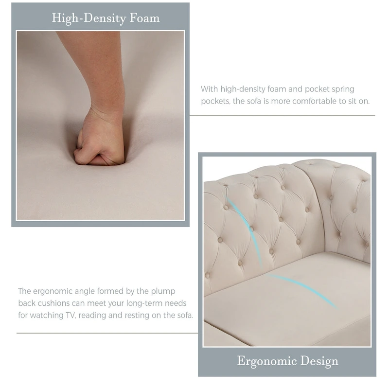 64.3 Velvet Upholstered Loveseat Sofa,Modern Loveseat Sofa with Thick Removable Seat Cushion,2-Person Loveseat Sofa Couch