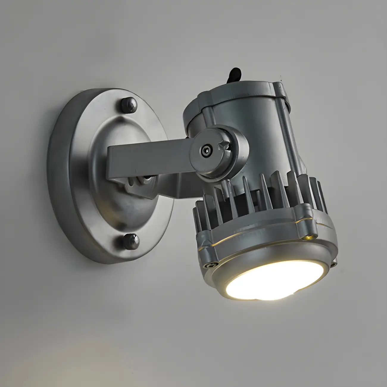 Industrial Metal Silver Prismatic Glass Swing Arm Wall Light