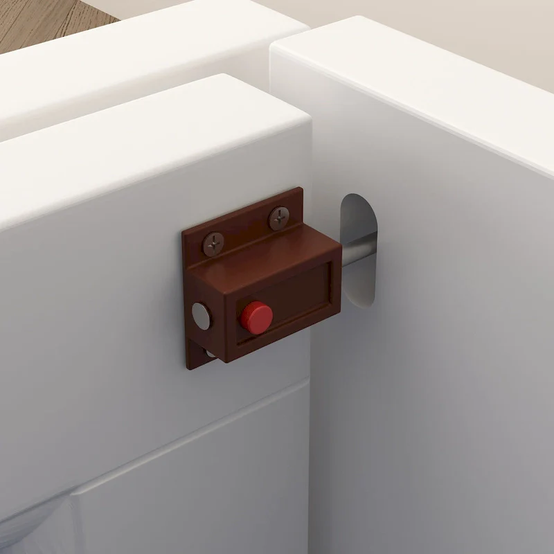 Modern Wood Full Murphy Bed Chest in White Finish Dresser 2-1 Cabinet