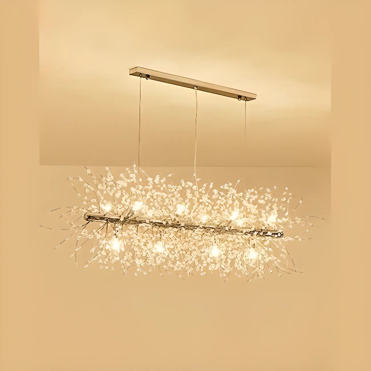 Golden Geometric Crystal Island Light Adjustable Hanging Length