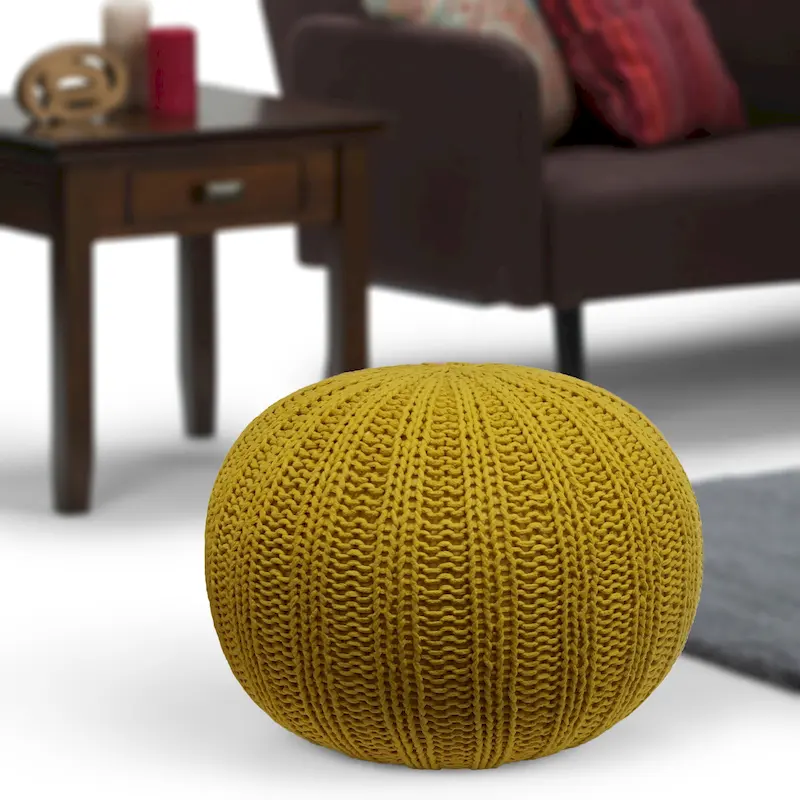 WYNDENHALL Grandville Boho Round Hand Knit Pouf