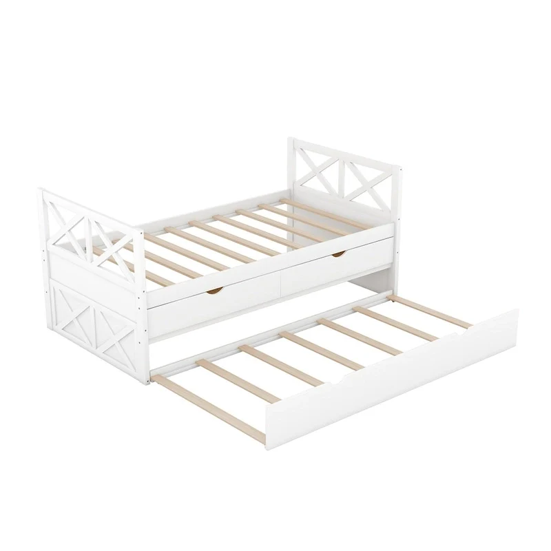 White Pine Twin Daybed with Drawers and Trundle
