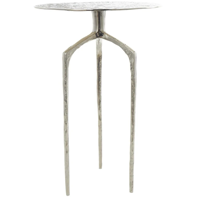Aluminum Metal Geometric Slim Textured Side End Accent Table - Silver, Gold or Gray - Roche River Decor
