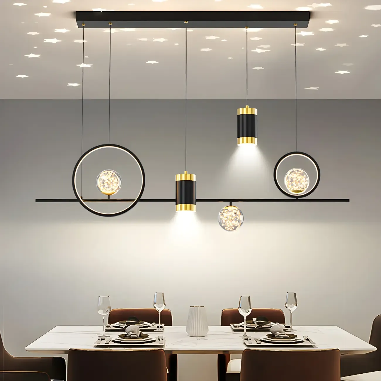 Trendy Modern Metal Cylinder Multi-Light Pendant