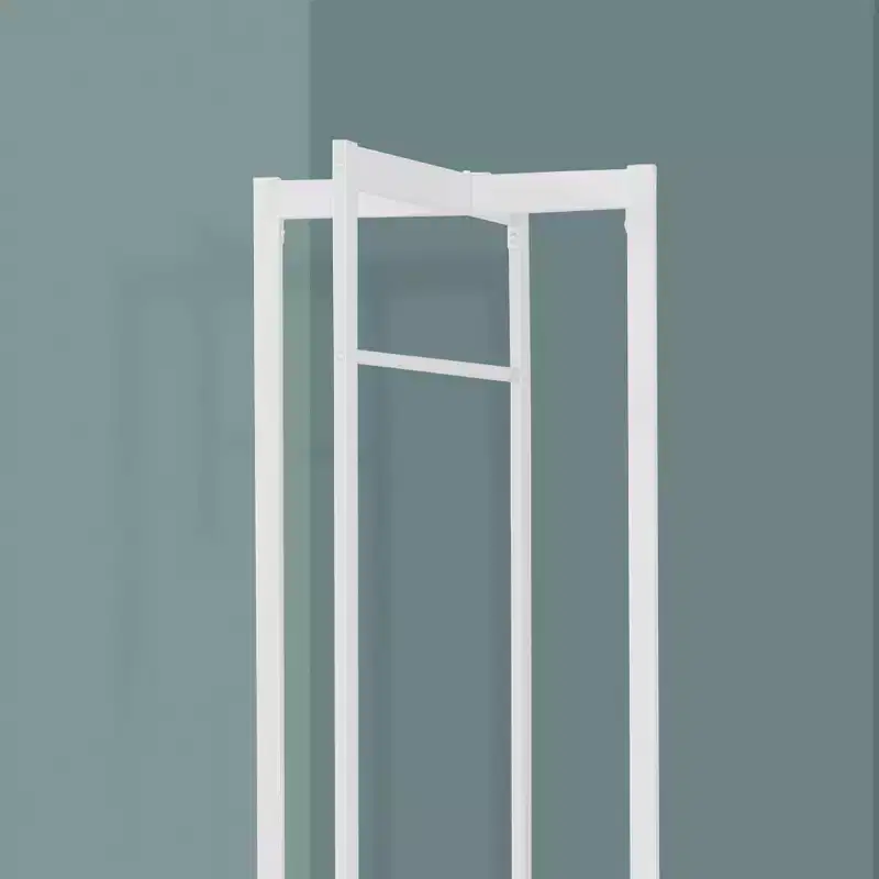 White Metal Freestanding Coat Rack with Hanging Bar, Single Hook, 1-Person