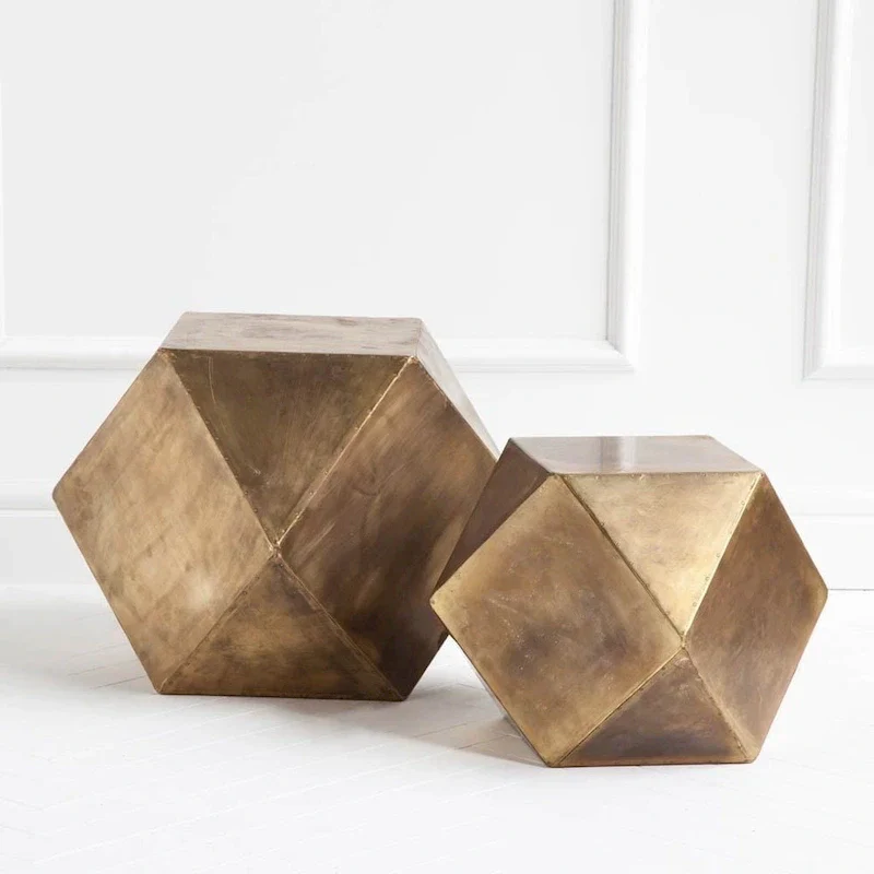 Exagoni Hexagonal Brass Plated Hexagonal End/Side Table