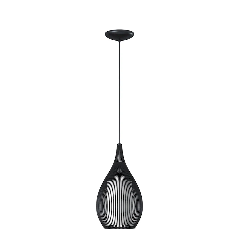 Eglo Razoni 1-light Black Mini Pendant with Opal Glass