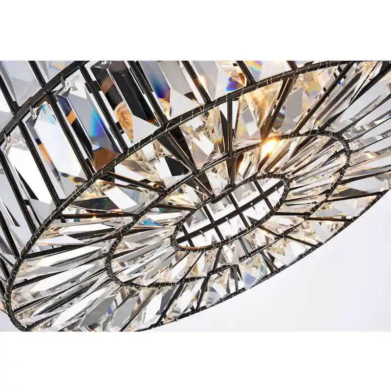 Justina 3-Light Antique Black Crystal Glass Prism Pendant Chandelier
