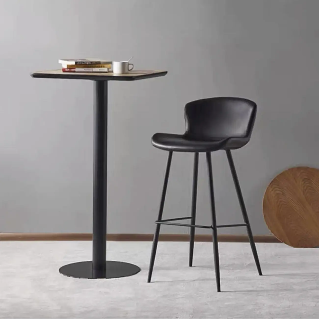 Brown Leather Saddle Seat Low Back Bar Stool