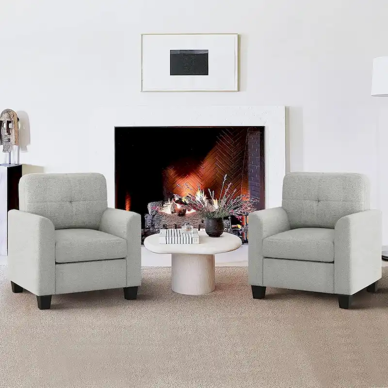 Mid-Century Upholstered Accent Chair Single Sofa with Armrest - 32.5Lx28.9Wx36.2H