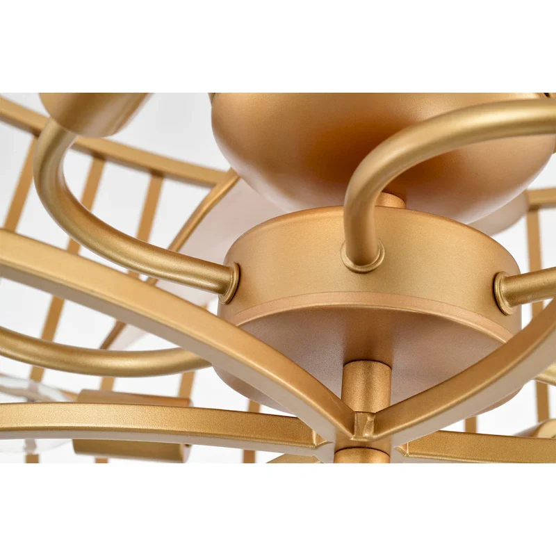 Marcelin 26-inch Matte Gold 6 Lights 3 Blades Lighted Ceiling Fan with Remote