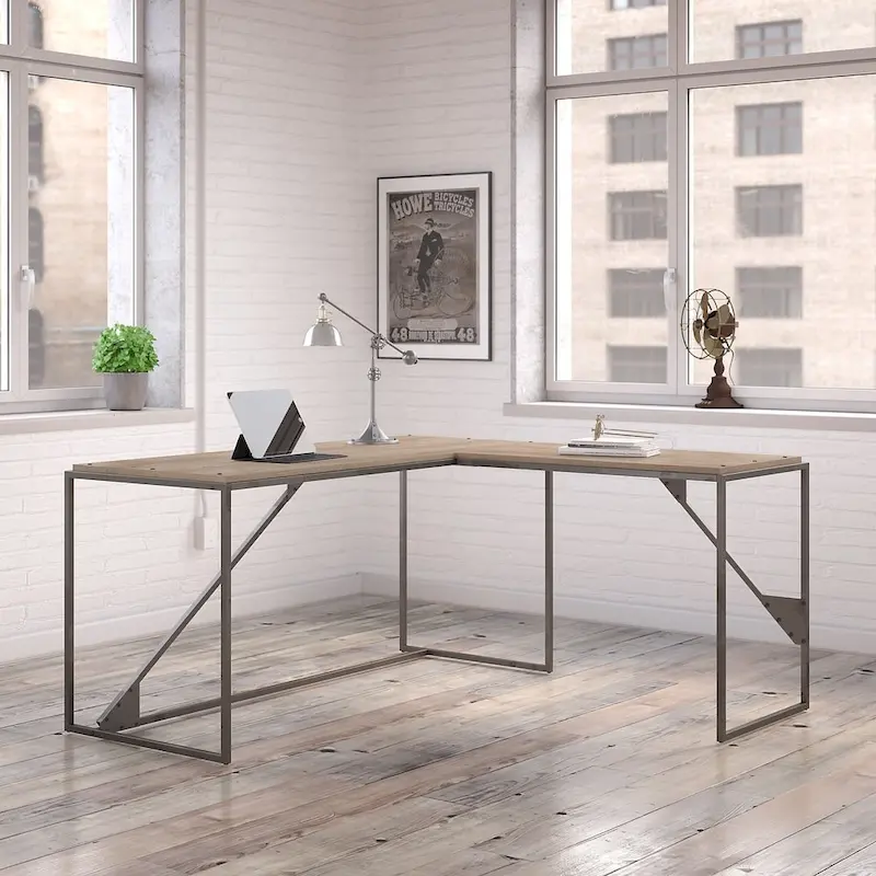 Bush Furniture Refinery 62W L Shaped Industrial Office Desk