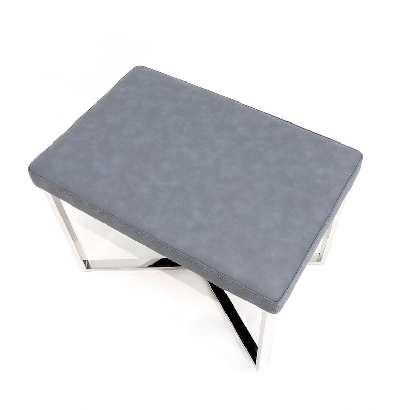 Pasargad Home Luxe Stool with Stainless Steel Base