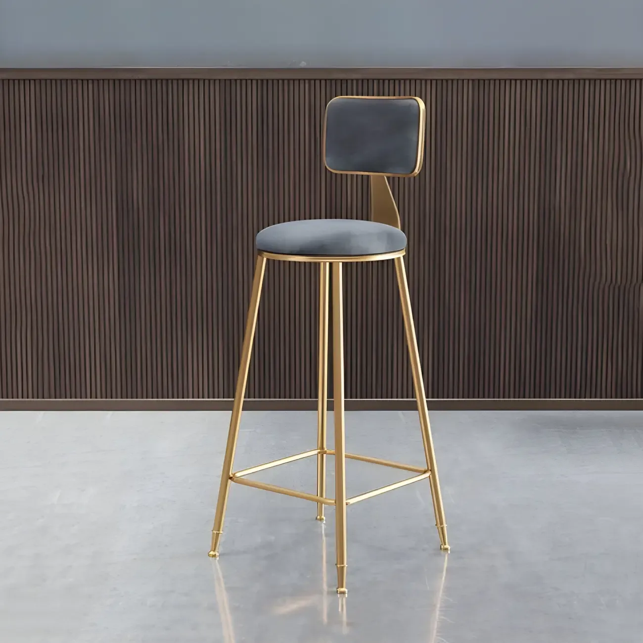 Round Velvet Upholstered Counter Bar Stools