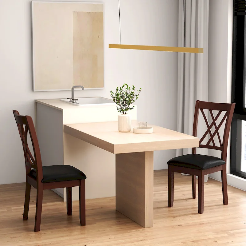 Set of 4 Dining Chair Kitchen Chair with Backrest Padded Seat